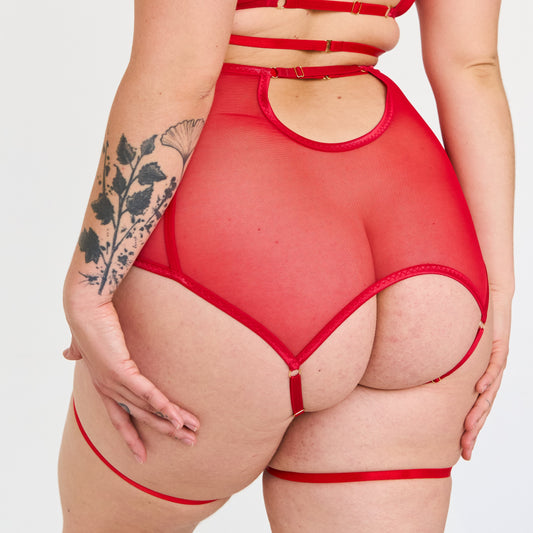red crotchless lingerie