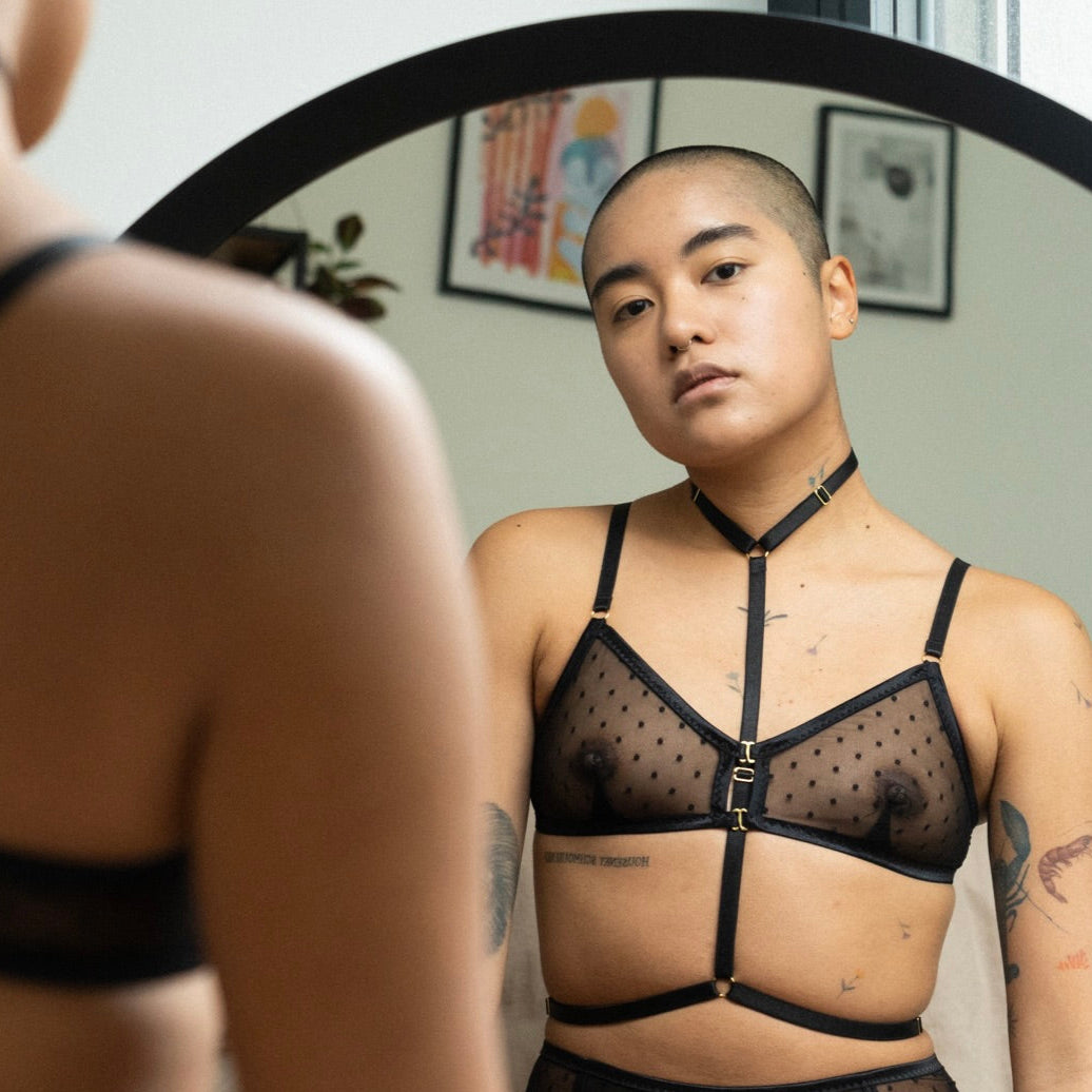 black dot crotchless set