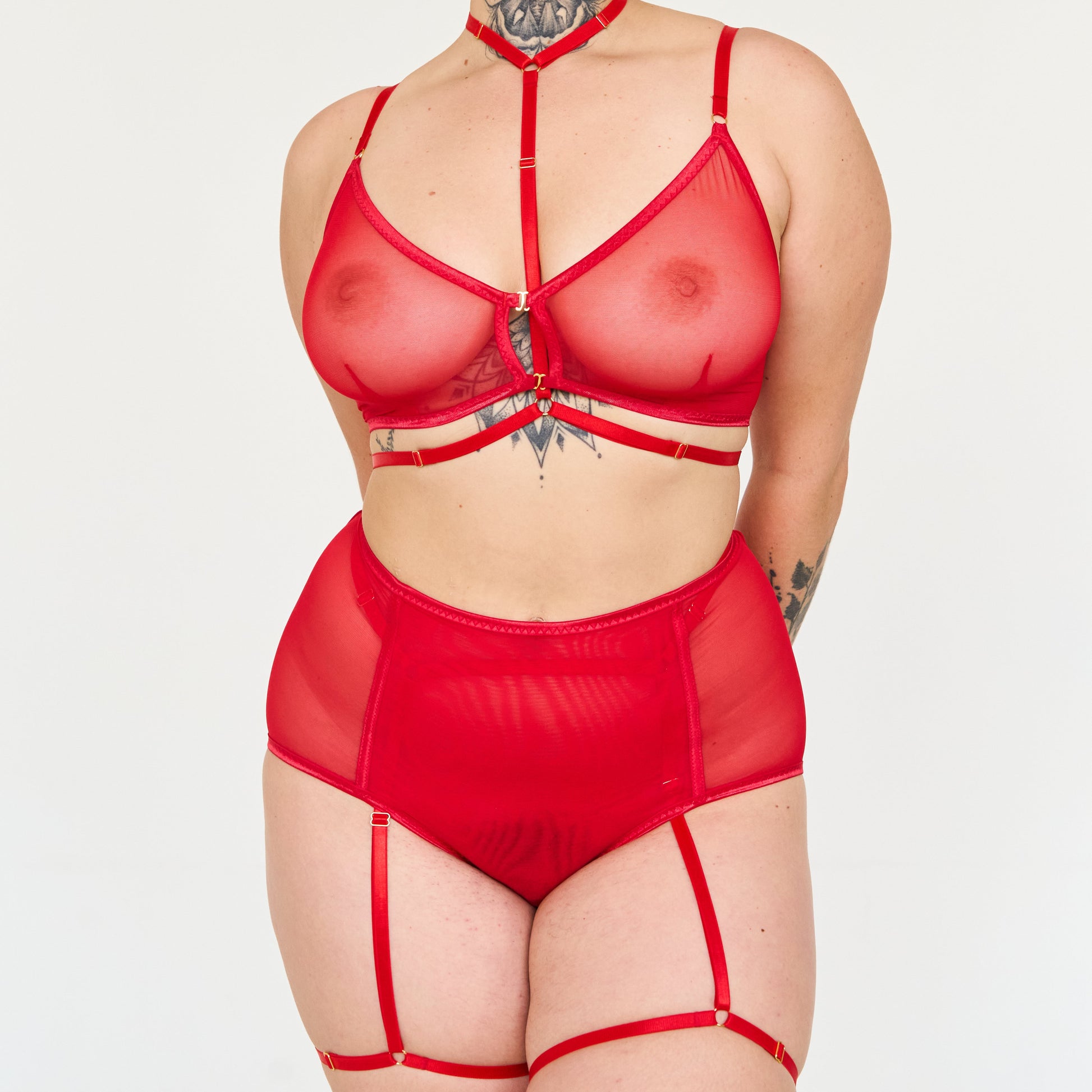 red crotchless panties