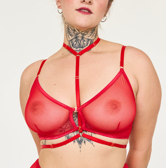 BRALETTE RED SHEER